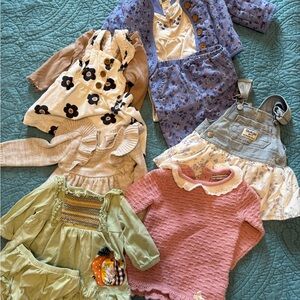 Girls Mixed Outfit Bundle - Floral, Denim & Knit Pieces